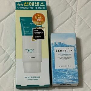 Korean Sunscreen Bundle SPF50+ Scinic Essence & Skin1004 Cica Stick Sun Care